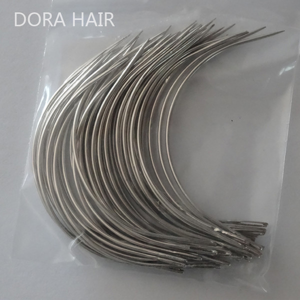 50pcs 9CM C Shape Curved Needles Threader Sewing/Weaving Needles for Human Hair Extension Weft Weaving