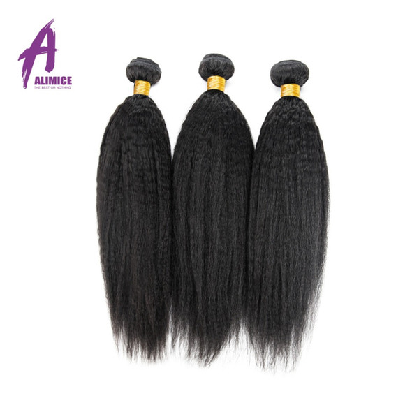 Kinky Straight Brazilian Hair Alimice Hair Non-Remy Human Weave Bundles Natural Color 10-26inch Coarse Yaki Weaving