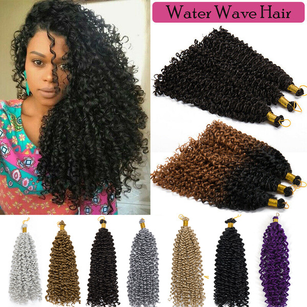 14''Water Wavy Afro Braiding Crochet Braid Hair Extensions Ombre Long Deep Twist Bulk Kinky Curly Marlybob Braiding Synthetic hair