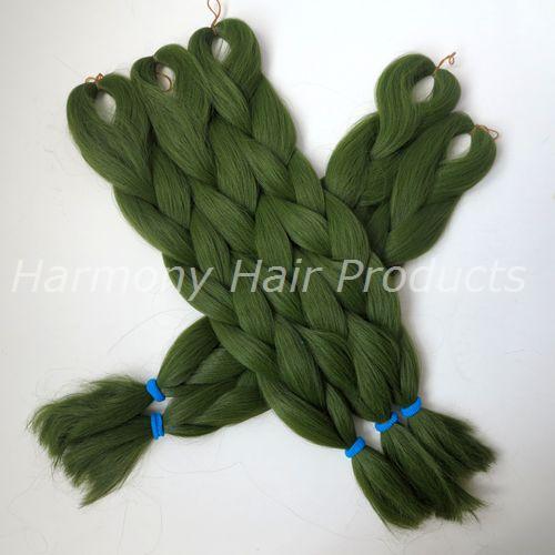 Kanekalon Jumbo braiding hair 24inch Folded 80grams SOLIVE GREEN Single Color Xpression Synthetic Braids Hair Extension T2609