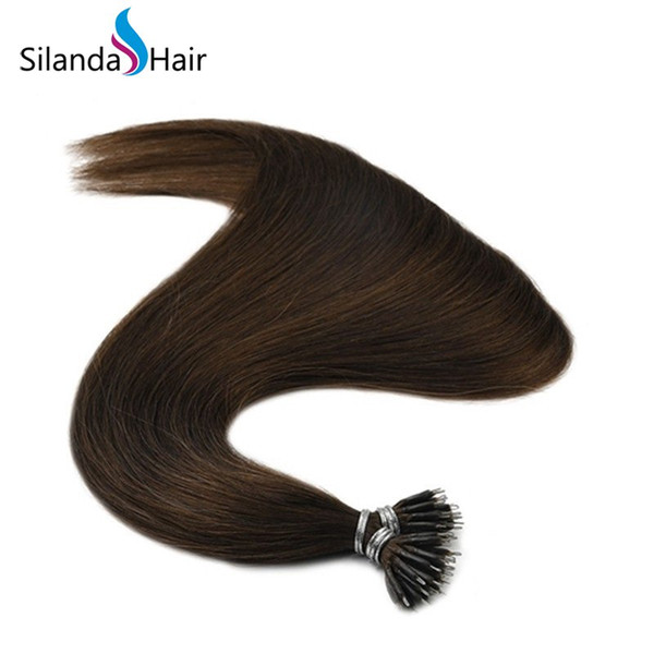 #4 Remy Hair Extension Nano Ring Link Pre Tipped Human Hair Extensions 20 Inch 1.0g/s 50 strands/pack 