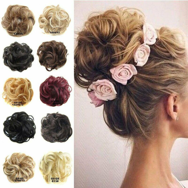 Women Drawstring Ponytail Headwear Synthetic Hair Bun Extension Curly Chignon Elastic Hairpieces Lady Hair Bundles