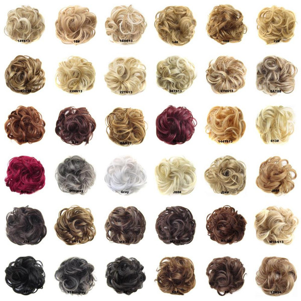 Delice Girls Curly Scrunchie Chignon With Rubber Band Brown Gray Synthetic Hair Ring Wrap For Hair Bun Ponytails
