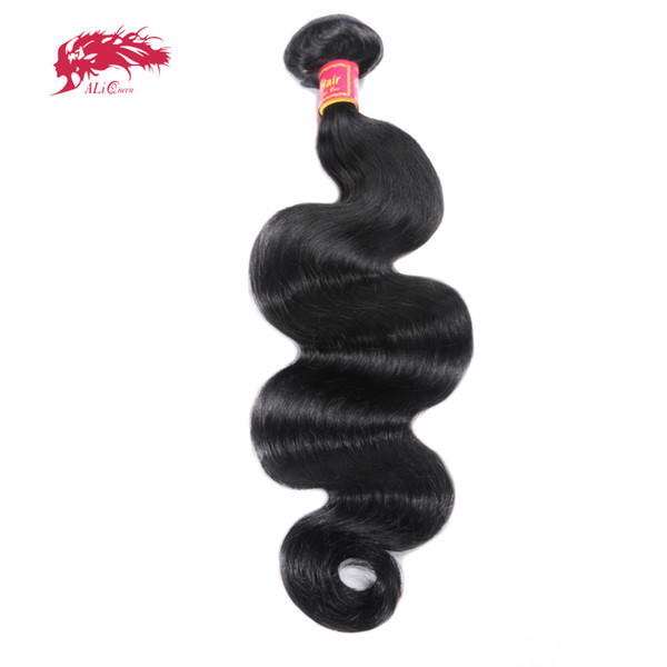 Ali Queen Hair Products Brazilian Hair Body Wave Bundles 100% Human Remy Weave Natural Color 10