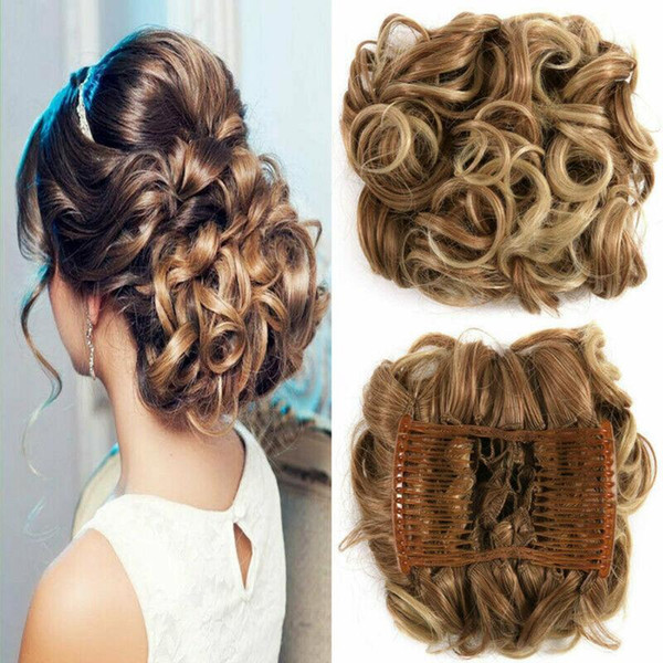 Elegant Women Messy Scrunchie Chignon Hair Bun Fluffy Hair Band Rope Synthetic Extension braiders Styling Tools