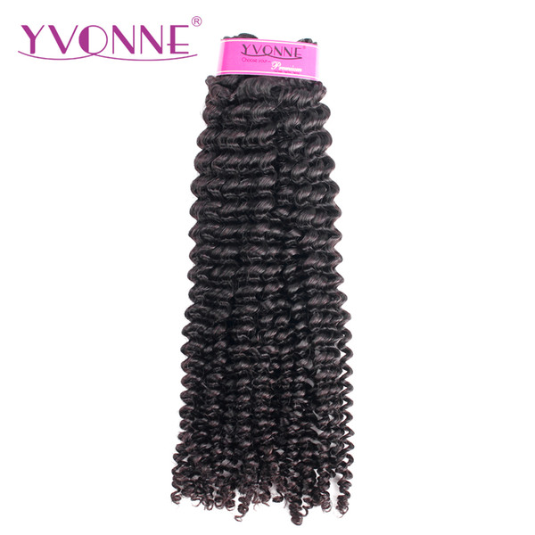 YVONNE Kinky Curly Brazilian Virgin Hair Weft 1 Bundle Natural Color 100% Human Hair Weaving Free 