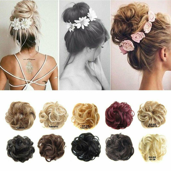 Urly Messy Wavy Hair Bun Extension ElasticTie Hairpiece Hair Bands Fashion Scrunchie