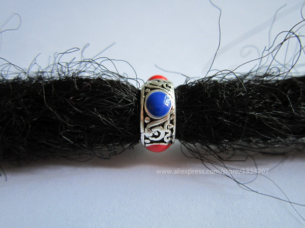 Wholesale-6Pcs/Lot thickness hair dread dreadlock beads cuffs clips approx 7mm hole