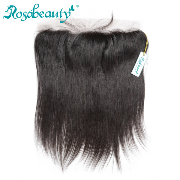 Rosabeauty Brazilian Straight Remy Hair 13X4 Lace Frontal Closure Knots Bleached with Baby hair 100% Human 