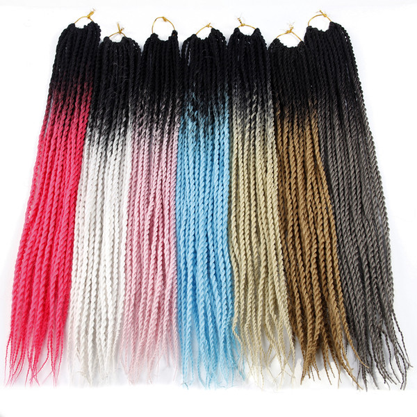 24 inch Ombre Senegalese Twist Hair Crochet braids Synthetic Braiding Hair for Women grey,bonde,pink,brown