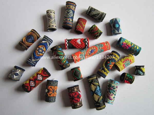 Wholesale-Free shipping 15Pcs/Lot mix fabric hair braid dread dreadlock beads clips cuff approx 8-12mm hole