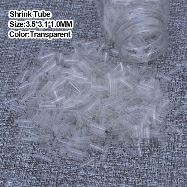 Wholesale-Shrink Tubes For Hair Extensions 3.5*3.1*10MM 500Pcs/Bottle Transparent Fusion Links Shrink Link Hair Fusion Beads