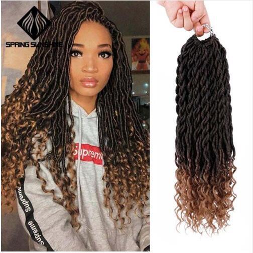 20inches Ombre Crochet Hair Extensions Bohemian Faux Locs Curly Crochet Braiding Hair Synthetic Hair Ombre Braids