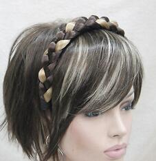 free shipping beautiful charming hot New Fashion Light Golden Brown Headband Double Braided Hair Plastic Shades