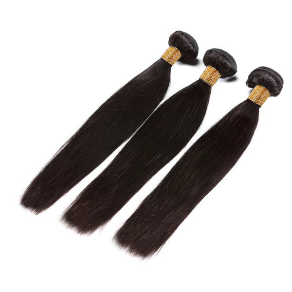 Meihou Virgin Straight Hair Bundles 4 Pcs No Tangles No Shedding Unprocessed Remy Brazilian Human Hair Extensions