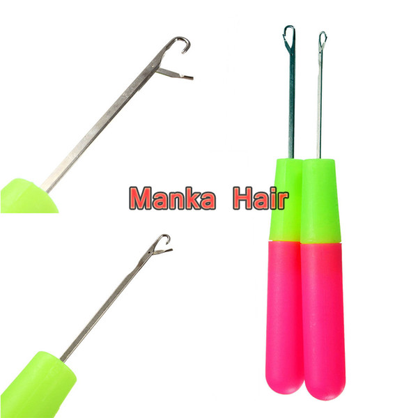 Wholesale-5pcs/lot Handle Tool Crochet Hooks Weave Knitting Braid Needle Craft Hair Lock Hair Micro Braid Needles hair weaving crochet