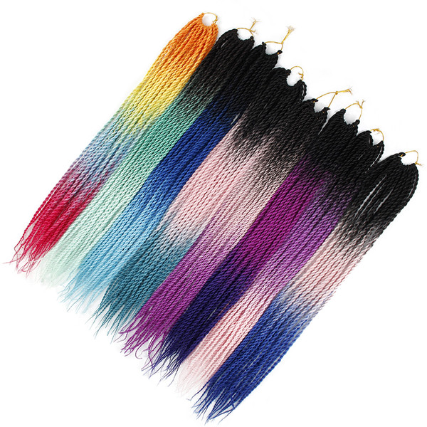 24'' Braiding Hair Extensions Two Tone Ombre Senegalese Twist Kanekalon Synthetic Crochet Hair for Women