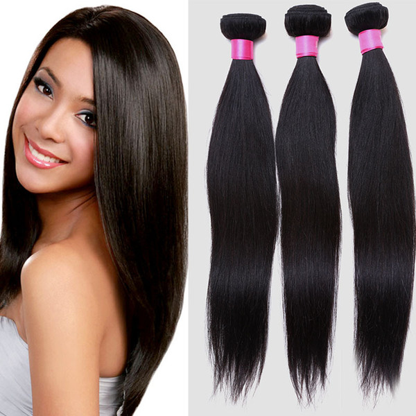 2016 hot Selling Peruvian hair yaki straight long hairstyle hairpieces 100% 3pcs/lot 1B# nature color