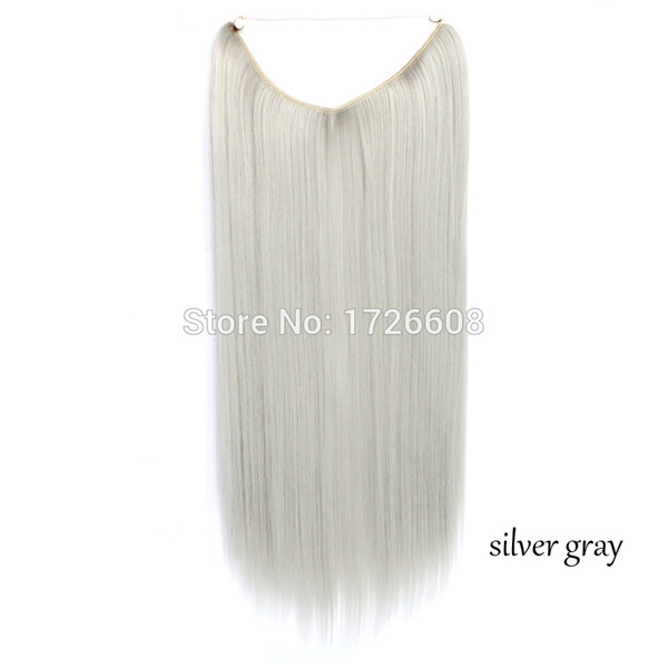 22inch Flip In Synthetic Heat Resistance Hair Extension Secret Miracle Hair Wire silver grey gray No clips in hair extensions