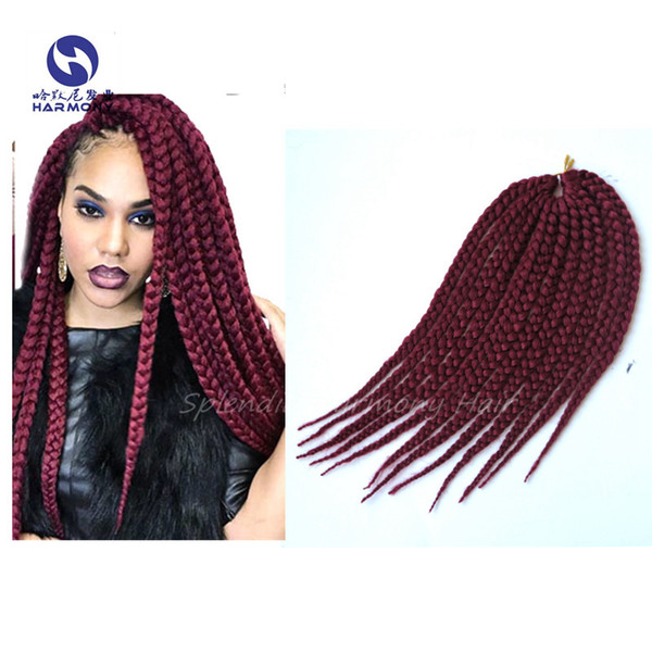 High Quality Synthetic hair extension burgundy color 12inch box crochet braid Syntheticfreetress box braiding hair