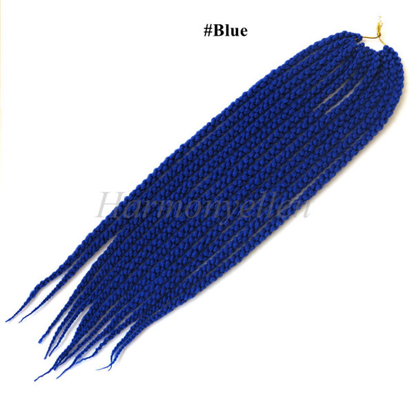 Blue Color 22'' 3D Cubic Twist Crochet Braid Hair Extensions Synthetic Senegalese Freetress Twist Hair Extensions