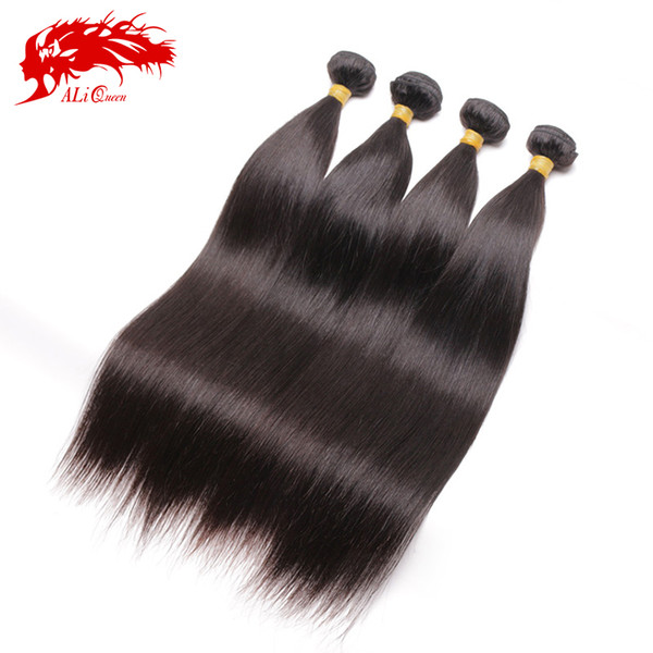 Wholesale-Indian Virgin Hair 4 Bundle Straight Human Hair, Raw Unprocessed Natural Black Color #1b Virgin Indian Straight Hair