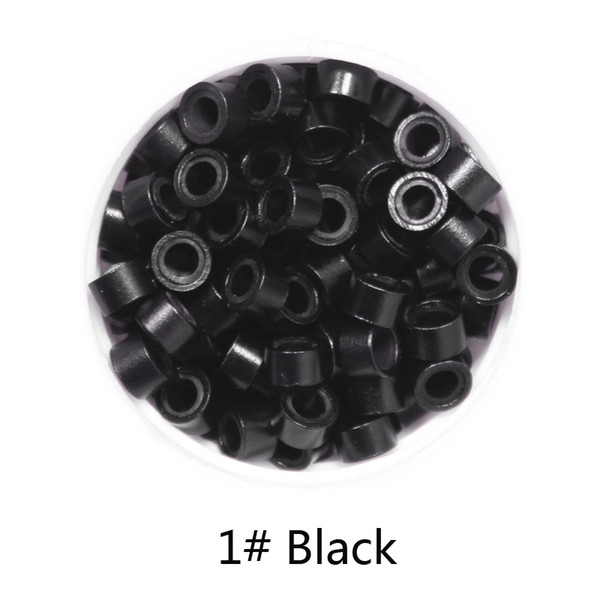 1000pcs 5mm Silicone Lined Micro Rings links beads for I tip hair extension tools 1# black . 9 Colors Optional