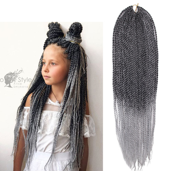 Ombre Senegalese Twist Hair Synthetic Kanekalon Braiding Hair For Crochet Braid Fiber Hair Extensions 22inch 30roots/pack