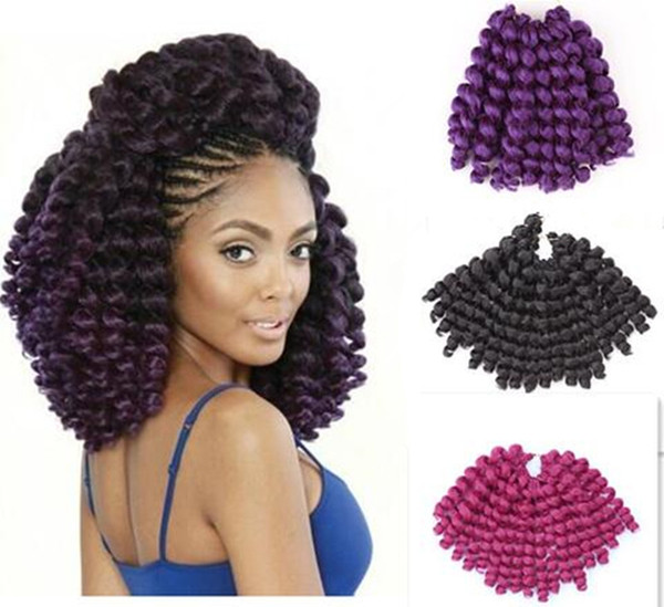 Free Shipping Jumpy Wand Curl Twist Janet Crochet Braids Marley Bounce 8-10 inch Twist Braid Kanekalon Synthetic Hair Extension