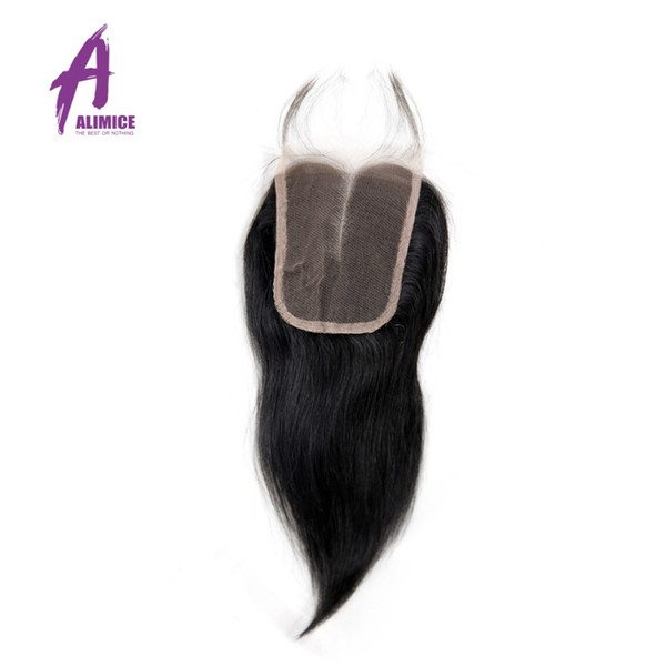 Alimice Hair Indian Straight Hair Lace Closure 4X4 Middle Part Closure With Baby 100% Non-Remy Human Swiss Lace