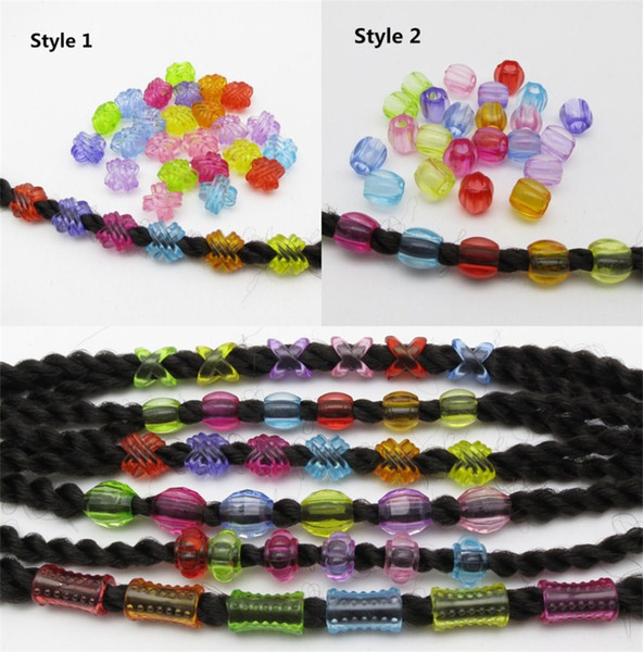 20Pcs-50Pcs Plastic Colorful Transparent Crochet kids Braids hair braid dread dreadlock beads rings clips tube Hair Accessories