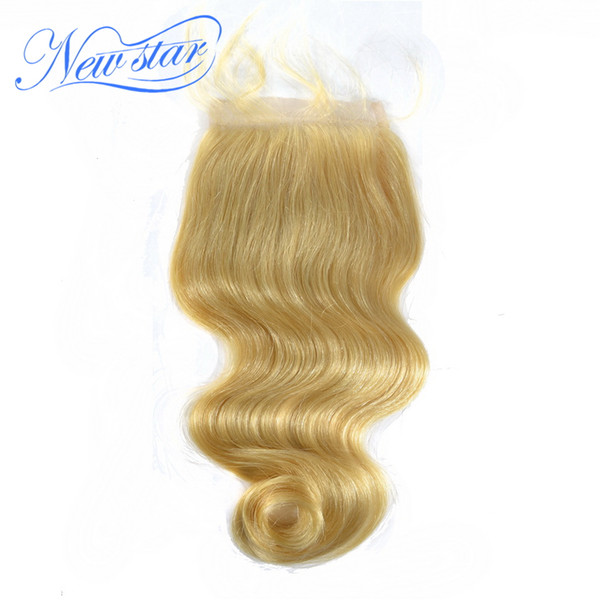 New Star Blonde Brazilian Remy Hair Blonde #613 Body Wave Lace Closure Free Part 4x4 Swiss Lace 10''-20''Inches With Baby Hair