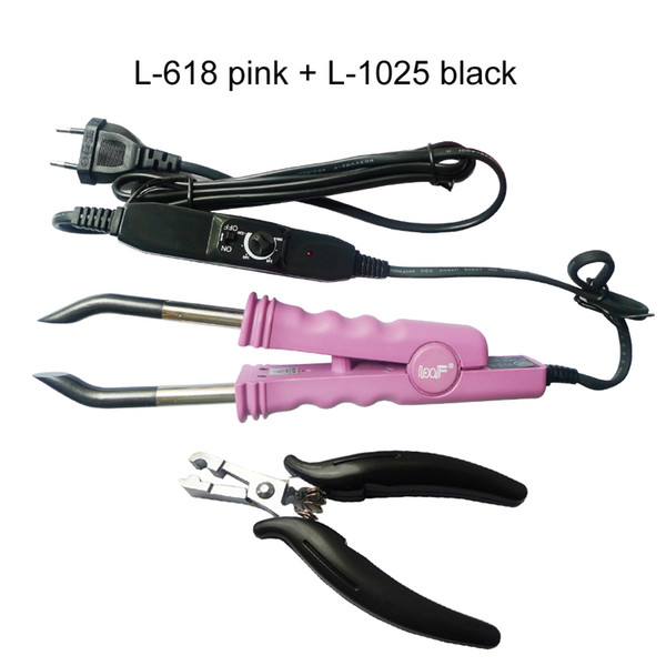 Professional Full Kit Hair Extension Iron and Plier Tool High TEMP Fusion Heat Connectors Keratin Bond Tools L-618 Pink Black