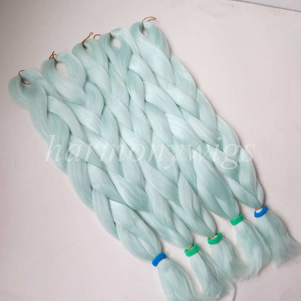 Kanekalon Jumbo braids hair Extension 24inch Folded 80g Solid ICED CELEDON GREEN Color Xpression Synthetic Braiding hair T5506 in stock