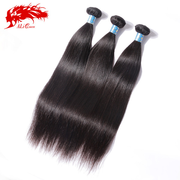 Wholesale-Peruvian Virgin Hair Straight Ali Queen Hair Products 3pcs/Lot Unprocessed 6A Virgin Peruvian Straight Virgin Human Hair Weave