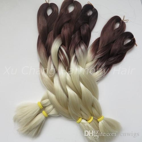 Kanekalon Jumbo Box Braiding Synthetic Hair 24 inch 100g Brown&Blonde/613 Ombre Two Tone Xpression Hair Extension