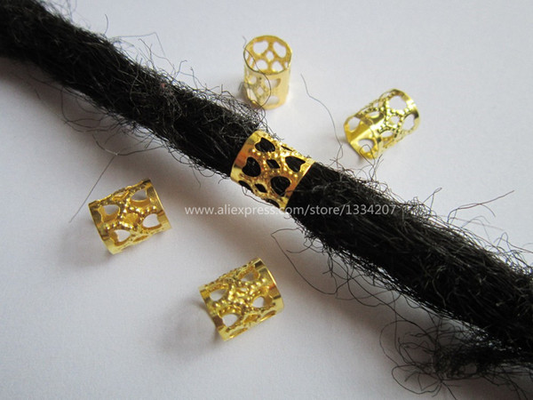 Wholesale-100Pcs/Lot Golden Plated dread Dreadlock Bead adjustable cuff clip 7.5mm hole clip