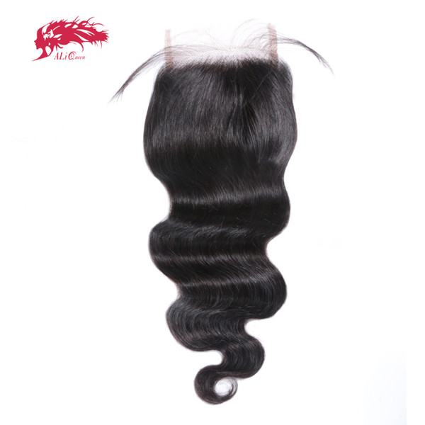 Ali Queen Hair Brazilian Body Wave Lace Closure Remy Hair Bundles 4*4 Siwss Lace with 130% density Free Shipping