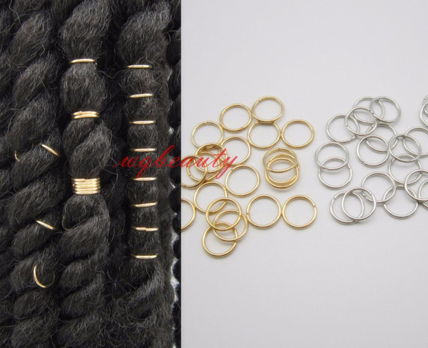 20pcs/lot Golden/Antique Silver/Antique Brass/White hair braid dreadlock bead cuff clip Braid Hoop Circle approx 10mm inner hole