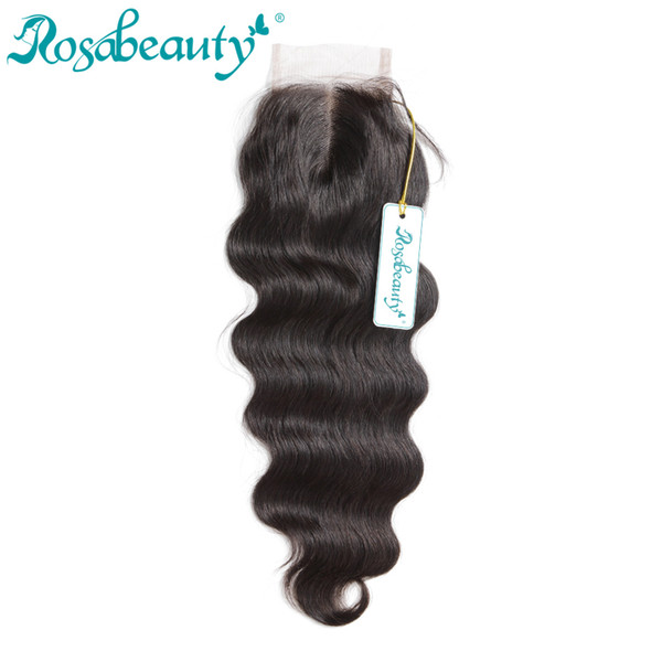 Rosabeauty Peruvian Body Wave Lace Closure Remy Hair Bundles 4*4 Siwss Lace with Baby Hair 130% density 