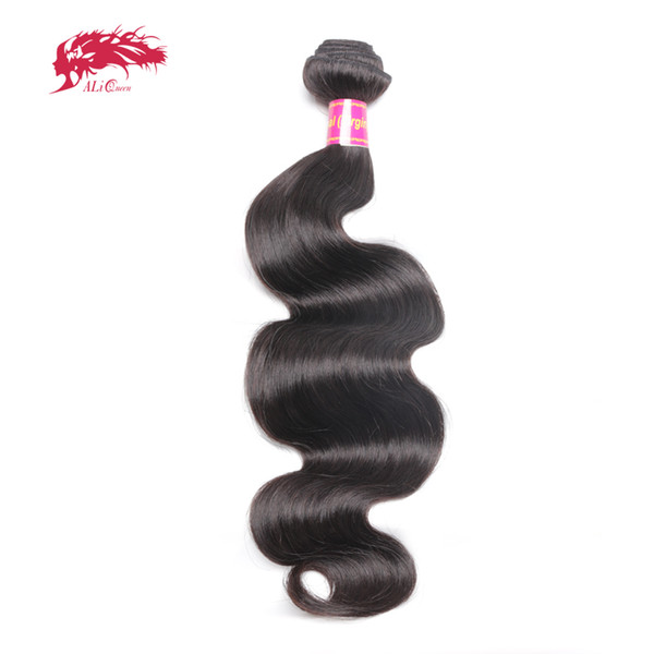 Ali Queen Hair Brazilian Virgin Hair Body Wave Bundles Natural Black Color 100% Human Weaving 10