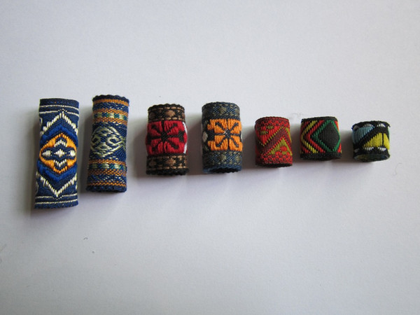 Wholesale-Free shipping 7Pcs/Lot mix fabric hair braid dread dreadlock beads clips cuff approx 8-12mm hole NO.07