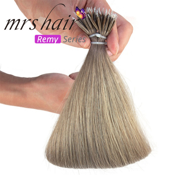 MRSHAIR 18'' Remy Micro Beads Hair Extensions In Nano Ring Links Human Hair Straight 18# Blonde European Pre Bonded Hair Extensions