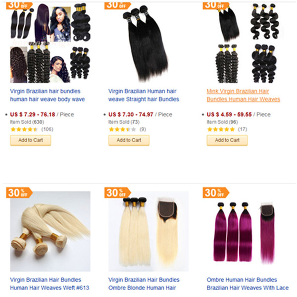 Virgin Human Hair Bundles Unprocessed 8-40Inch Brazilian Indian Malaysian Human Hair Weaves Extensions Factory