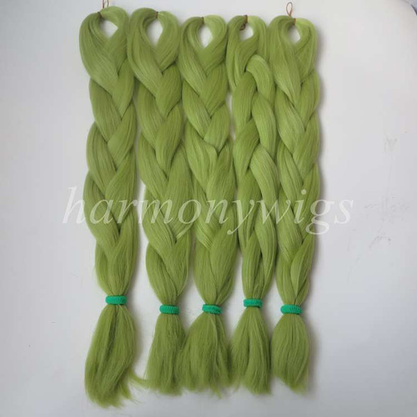 Kanekalon Jumbo braidsing hair 24inch 80g Solid LIGHT OLIVE GREEN Color Xpression Synthetic Braids Hair Extension T0445