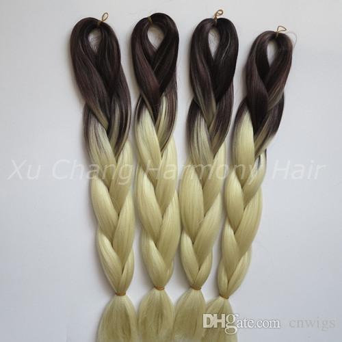 Kanekalon Jumbo box Braid Synthetic Hair 24 inch 100g Brown&Blonde/613 Ombre Two Tone Colored Hair Extension