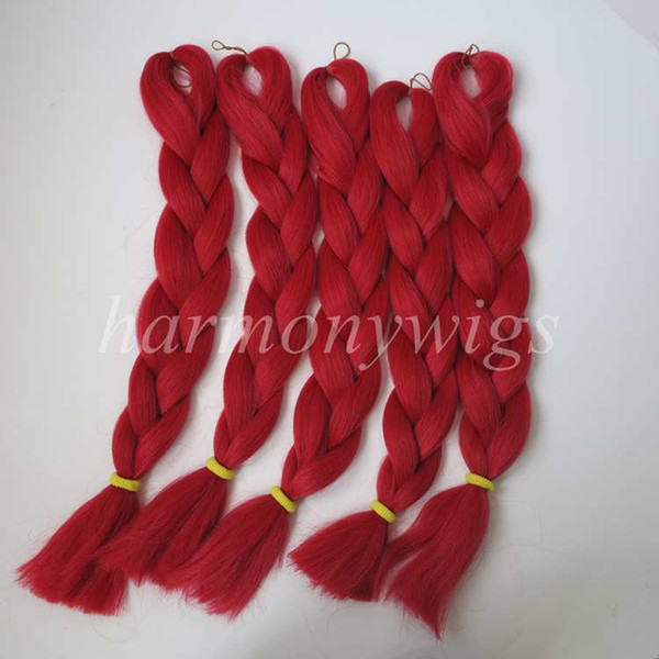 Kanekalon Jumbo braids hair Extension 24inch 80g Solid Lust Red Color Xpression Synthetic Braiding Hair Senegalese Twist T1664