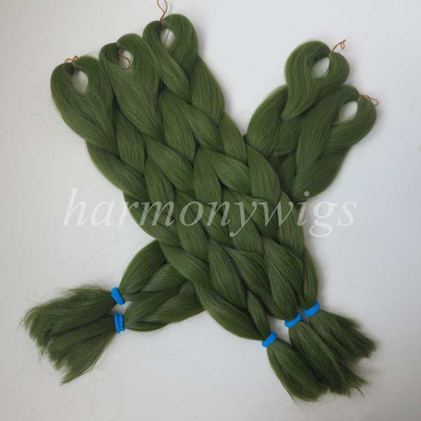 Kanekalon Jumbo braids hair extension 24inch 80g GREEN Single Color Xpression Synthetic Braiding Hair Extension Senegalese Twist T2609