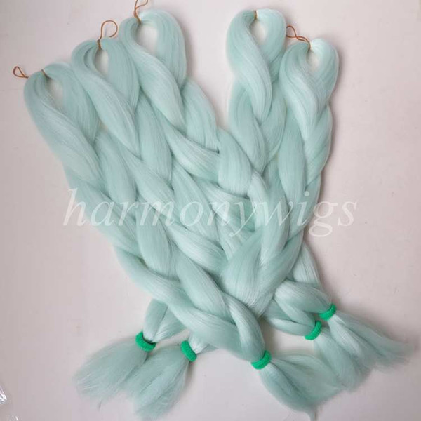 Kanekalon Jumbo braids hair Extension 24inch Folded 80g Solid ICED CELEDON GREEN Color Xpression Synthetic Braiding hair Senegalese T5506