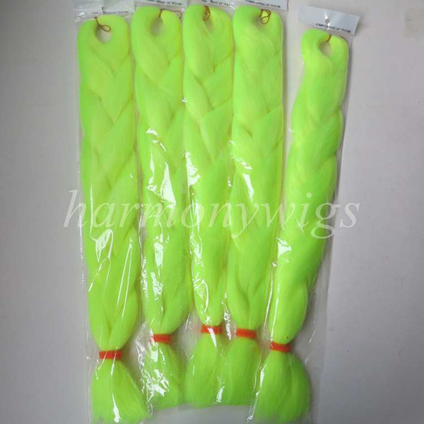 Kanekalon Jumbo braids hair Extension 24inch Folded 80g Solid NEON YELLOW Color Xpression Synthetic braiding Hair Senegalese Twist TF2106